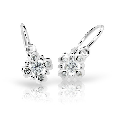 Detské naušnice z bieleho zlata Cutie Jewellery C2253B CZ White
