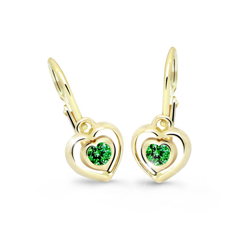 Detské zlate naušnice Cutie Jewellery C2752Z-Green