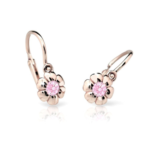 Zlaté detské náušnice C2151R-pink