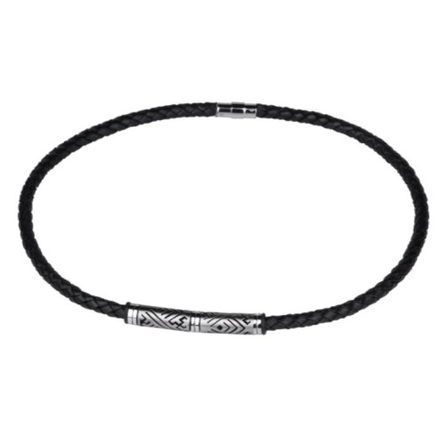 Kožený náhrdelník pre mužov NSS295BK