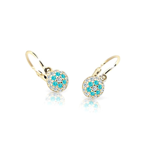 Náušnice pre bábätko zo žltého zlata Cutie Jewellery C2150Z-Mint Green