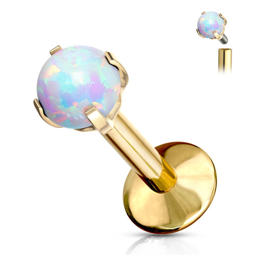 Titánový piercing do brady s umelým opálom SET23LI7