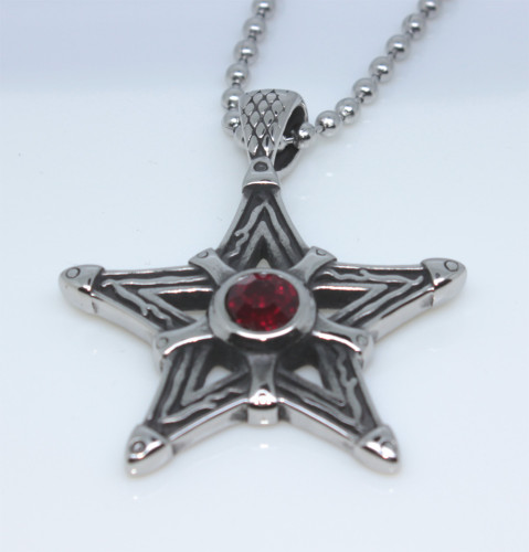 Oceľový prívesok pentagram + retiazka WJHP008