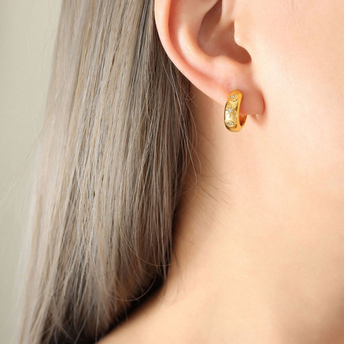 Oceľové náušnice krúžky so zirkónmi WJHE941ST