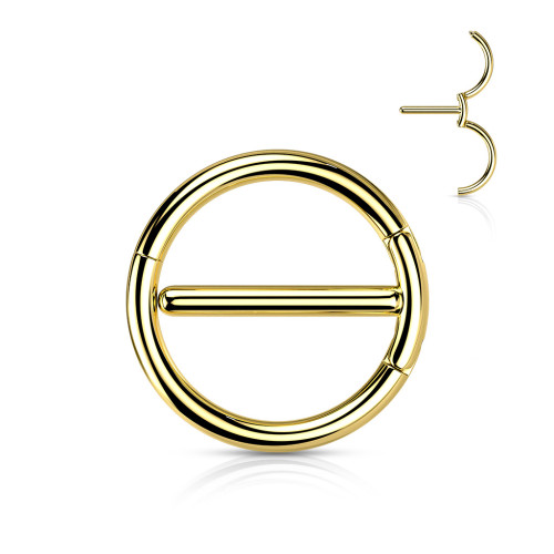 Zlatý piercing bradaviek z chirurgickej ocele SEKSH01GD