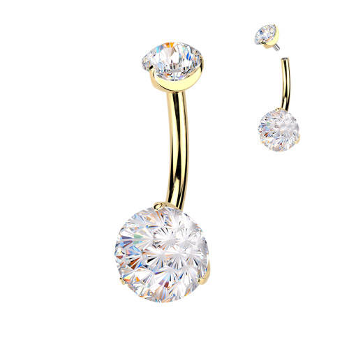 Pozlátený piercing brucha so zirkónmi SETIN61-GD