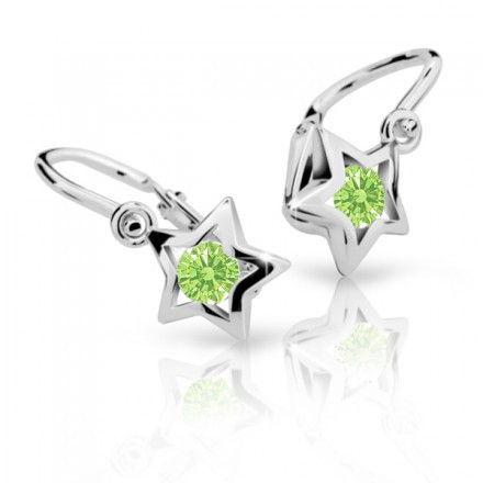 Zlaté náušnice pre babatka C1942B-Peridot Green