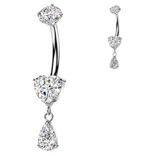 Titánový piercing pupku srdca SETIN74ST
