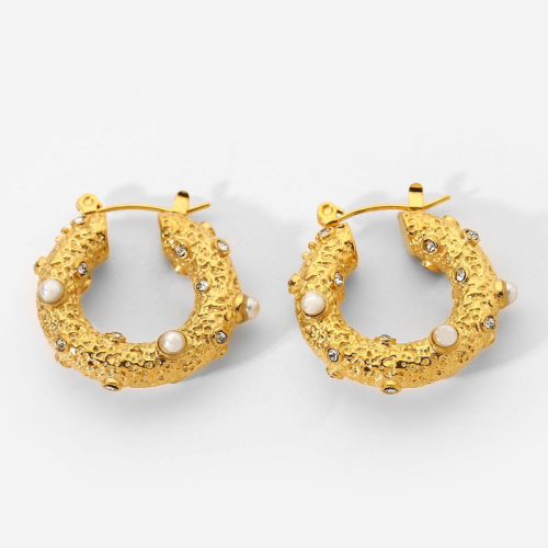 Elegantné náušnice z chirurgickej ocele so zirkónmi WJHE354 