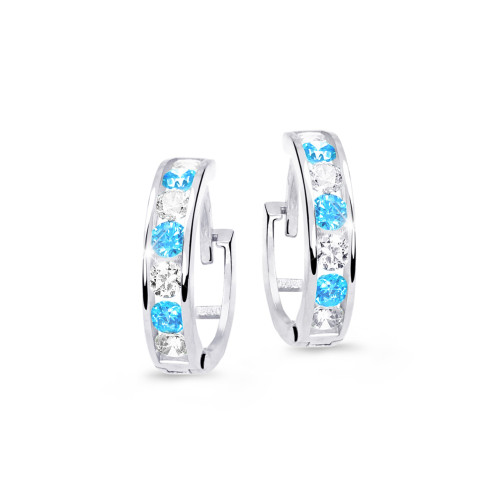 Detské náušnice krúžky so zirkónmi C3343B-Arctic Blue