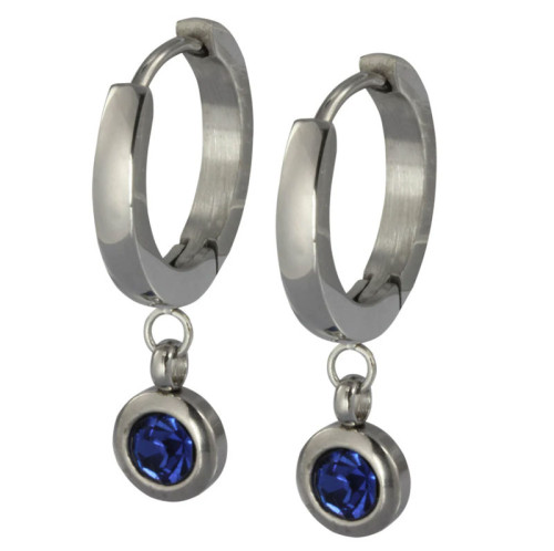 Kruhové náušnice z chirurgickej ocele so zirkónom ESS651 - Sapphire