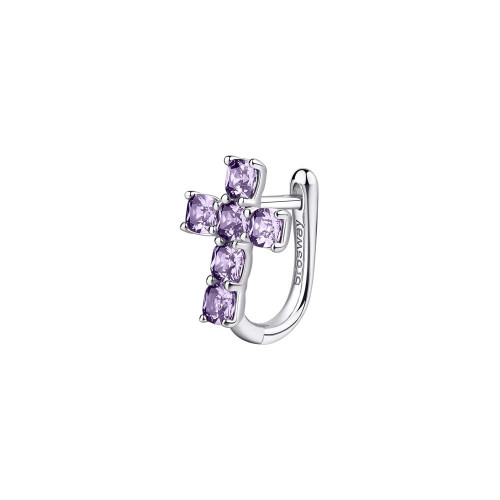 Strieborná náušnice krížik Brosway Fancy Magic Purple FMP21