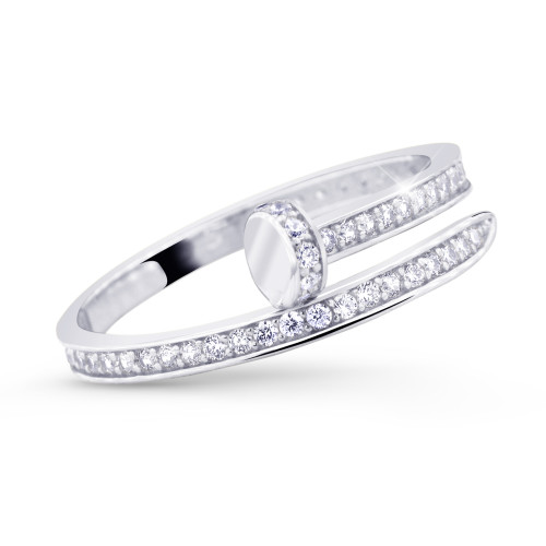 Prstienok z bieleho zlata so zirkónmi Z5020B