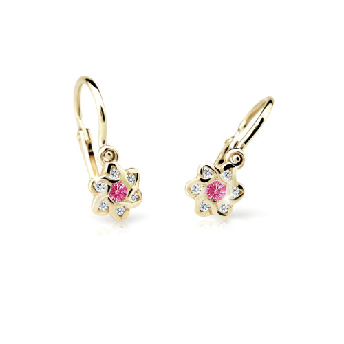 Detské náušnice zlate Cutie Jewellery C2149Z-Tcf Red