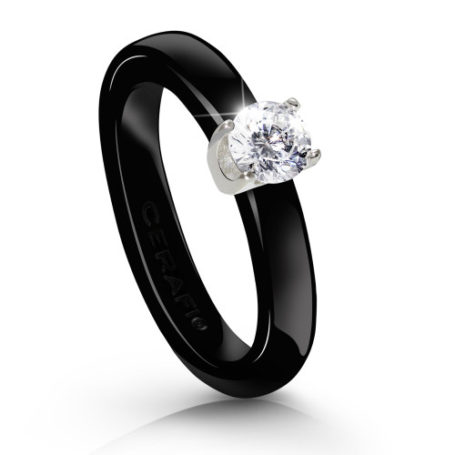 Netradičný zásnubný prsteň Cerafi FIDANZAMENTO NERO 128