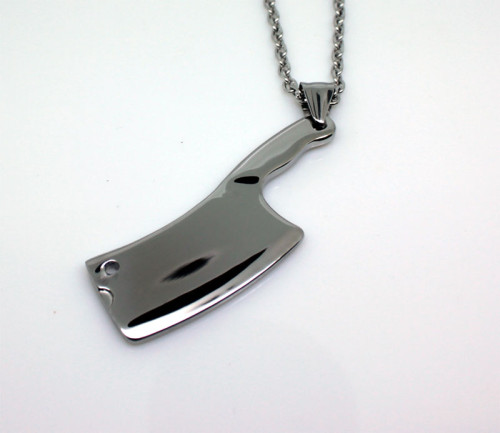 Oceľový prívesok sekáčik na mäso + retiazka WJHC98ST