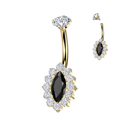 Pozlátený piercing do pupku titán so zirkónmi SETIN58-GDC