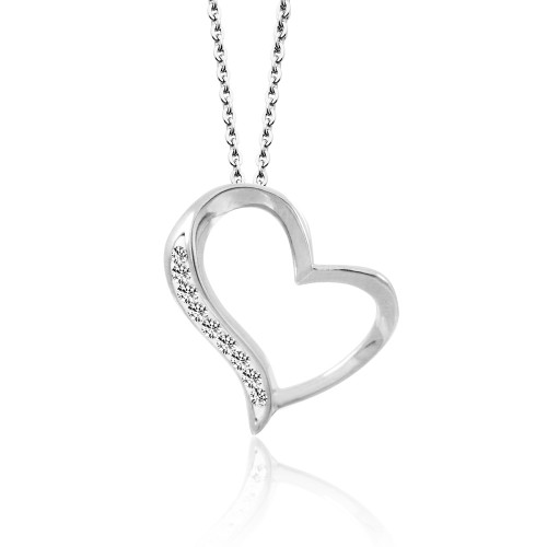 Náhrdelník srdca so zirkónmi chirurgická oceľ INP245A