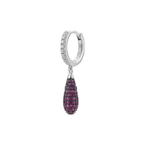 Single strieborná náušnica so zirkónmi Fancy Passion Ruby FPR122- 1 Ks