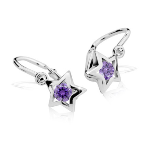 Zlaté detske naušnice Cutie Jewellery C1942B Ametyst