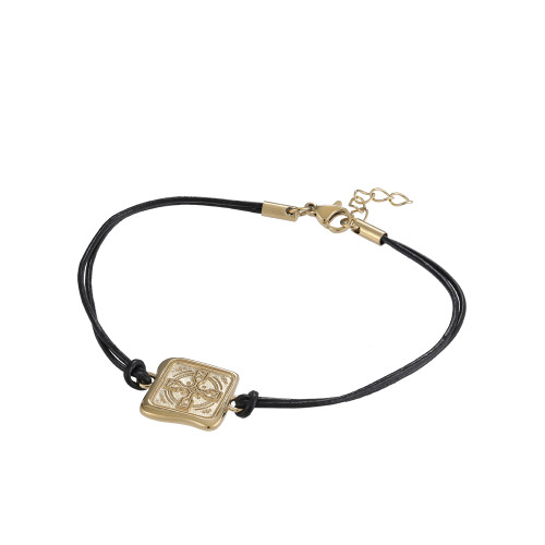 Moderný pánsky náramok z chirurgickej ocele a kože BSS870GD