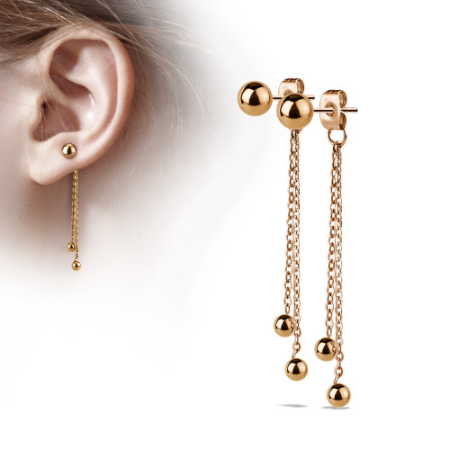 Oceľové náusnice dlhé 3371-Rose Gold