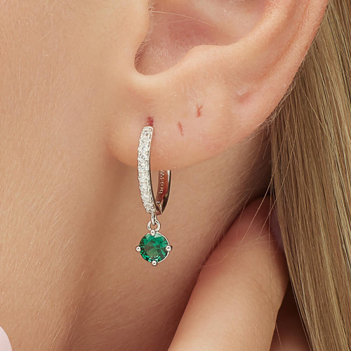 Náušnice krúžok so zirkónmi Brosway Fancy Life Green FLG82